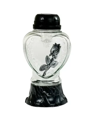 Znicz solarny Z925P Róża Srebrna (23,5cm)