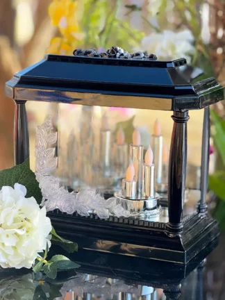 Zestaw Panteon + Apl.Róża”L” Transparent + świeca Trio (Silver)