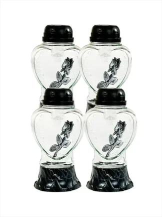 Zestaw – 4x Znicz solarny Z925P Róża Srebrna (23,5cm)