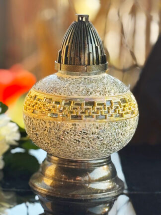 Znicz Artystyczny Witraż Kulka Dekor Złoto (27 cm)