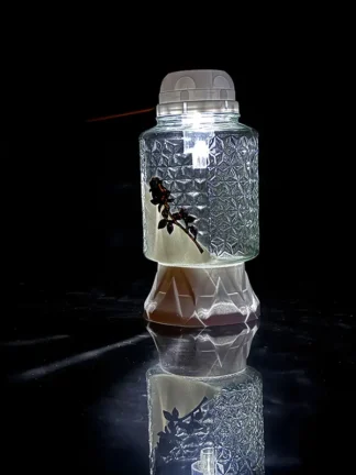 Znicz solarny Z549 Biały Złota róża (22cm)