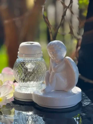 Znicz Lampion solarny Ceramika Anioł A1 (19 cm)