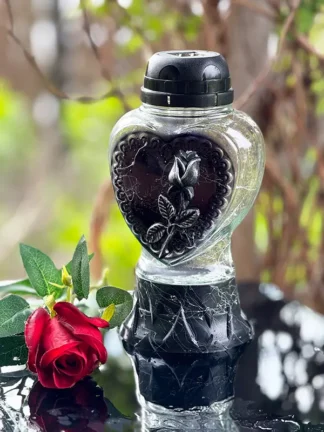 Znicz solarny Z925P Mozaika Czarna Róża Srebrna (23,5cm)