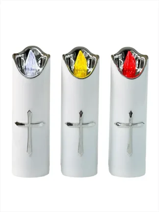 Świeca LED Srebrny Krzyż WF-6 (17,5 cm)