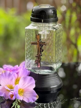 Znicz solarny Z479 APL Złoty Krzyż (21 cm)