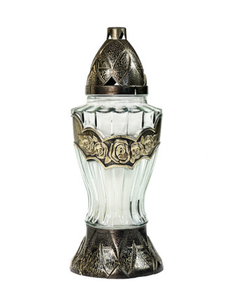 Znicz szklany na wkład S828 puchar z różą (31cm)