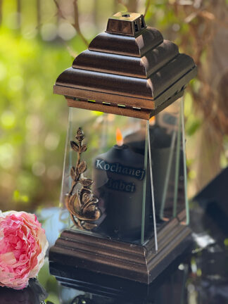 Znicz Kapliczka Trapez Świeca LED GRATIS Kochanej Babci (33 cm)