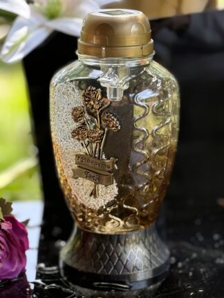 Znicz Solarny ZW274 Złoty Kwiaty "Kochanemu Tacie" (26cm)