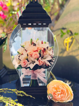 Znicz szklany Napoleon Jasny Bukiet (40 cm)