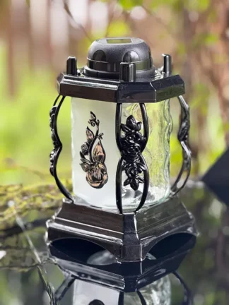 Znicz Solarny Flora1 Srebrna Róża (22cm)