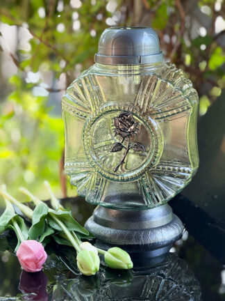 Znicz solarny Z-MED 2 Róża Srebrny (31 cm)