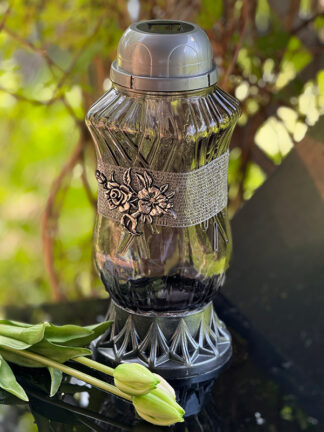 Znicz solarny ZN162 Wazon Srebrny (32 cm)