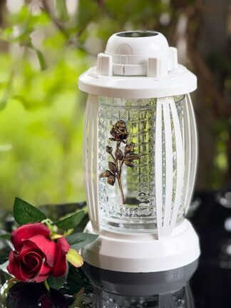 Znicz Solarny Kapliczka Prima3 Biały Róża (24cm)