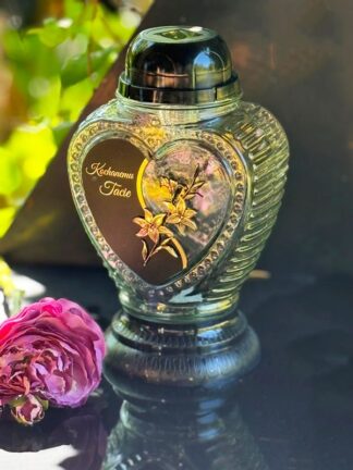 Znicz solarny ZW225 Kwiat Lilii "Kochanemu Tacie" Ciepłe światło Czarny (28,5 cm)