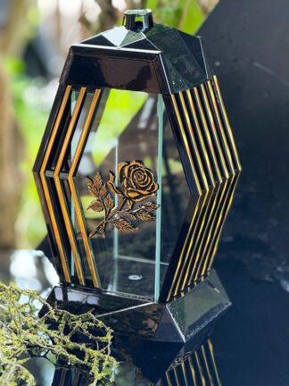 Znicz Kapliczka Lamel Złoty 3D Metaliczny (37,5 cm)