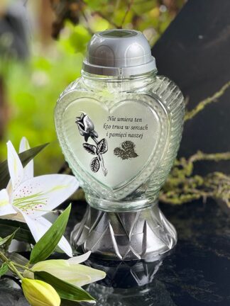 Znicz solarny Z2380 Srebrny Sentencja (29cm)