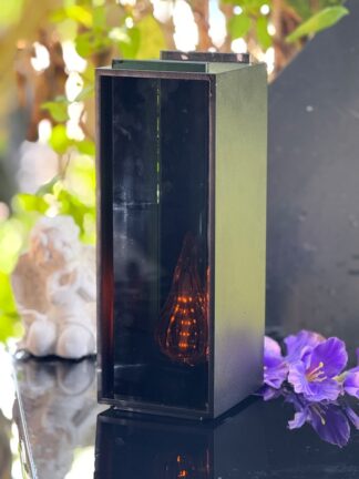 Elegancki znicz metalowy Kolumna Premium, Kapliczka, Bardzo wytrzymała + LED żywy płomień (31cm) UNIKAT