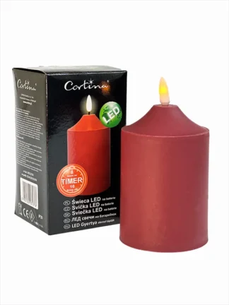 Świeca LED z TIMERem 19/21/YZE CZERWONA + baterie (14,5 cm)