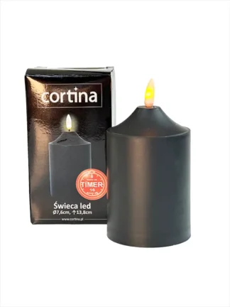 Świeca LED z TIMERem 19/21/YZE CZARNA + baterie (14,5 cm)