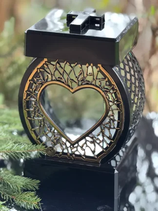 Kapliczka Glamour Koło Ażur Mały Czarne + Ramka R3 (Gold)