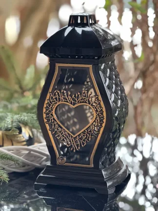 Kapliczka Glamour WAZA Mała Ratan Czarna Złote Serce