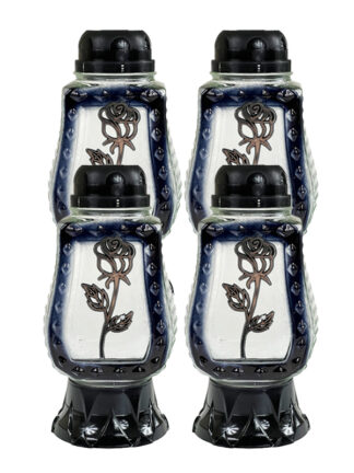 Zestaw - 4x Znicz solarny Z1420 Róża Czarny (26cm)