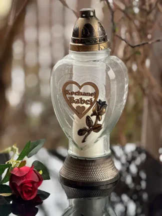 Znicz szklany Z1510Ż Kochanej Babci (31 cm)