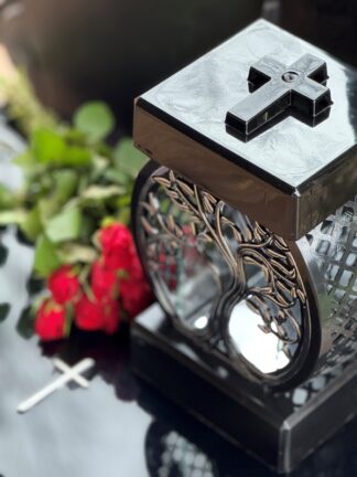 Kapliczka Glamour Koło Ażur Mały Czarne + Ramka R2 (Silver)