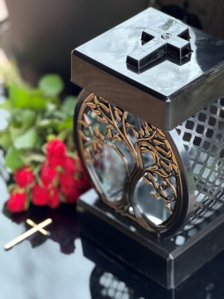 Kapliczka Glamour Koło Ażur Mały Czarne + Ramka R2 (Gold)