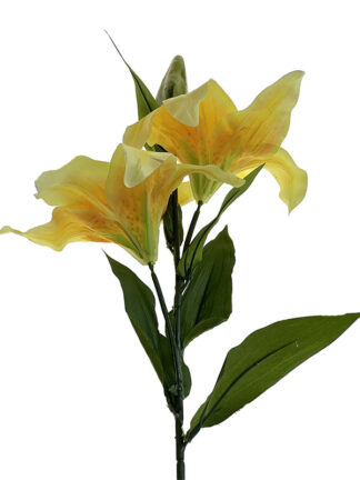 Lilia na gałązce 2 kwiaty C555B Żółta (85 cm)