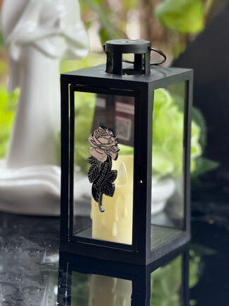 Latarenka na pomnik Czarna Róża "Pamiętam" (Srebrny) + Świeca Gratis 6/23