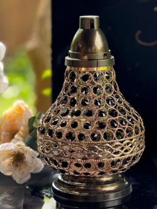 Znicz Artystyczny Witraż KARAFA GOLD/BLACK - Czarny Kryształ (36 cm)