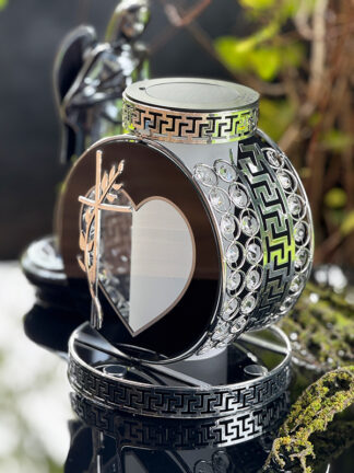 Znicz solarny Całodobowy KOŁO VIP SREBRNY Srebrny Kryształ