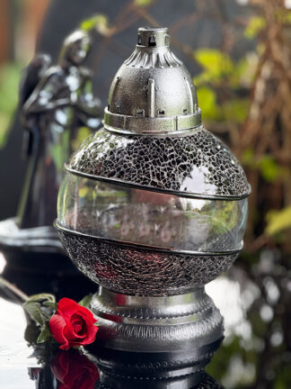 Znicz szklany Kula G10 Szkło-Czarna Mozaika (33cm)